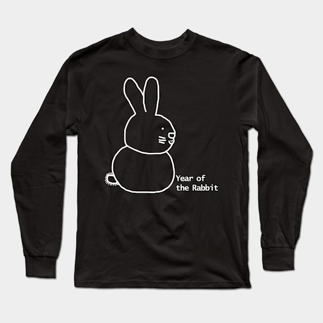 Year of the Rabbit White Line Long Sleeve T-Shirt by ellenhenryart